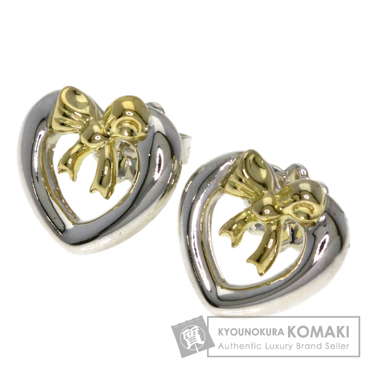 TIFFANY&Co. Heart with Bow earring Silver 18K Yellow GoldLadies [Used]