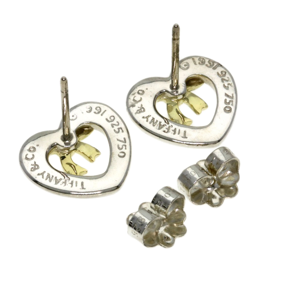 TIFFANY&Co. Heart with Bow earring Silver 18K Yellow GoldLadies [Used]