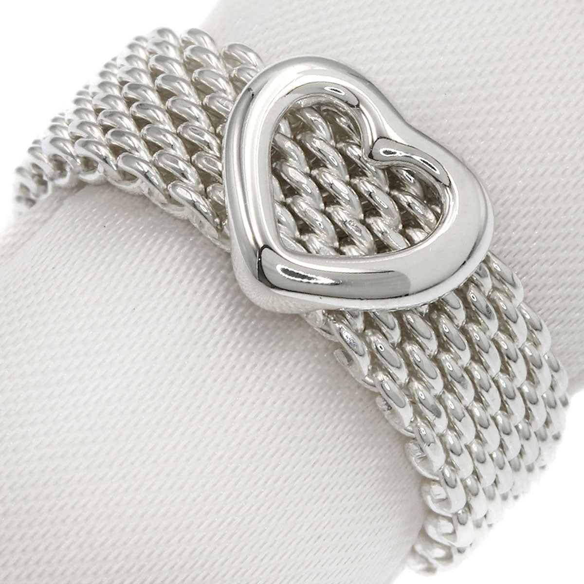 TIFFANY&Co. Mesh Heart Ring Silver Ladies [Used]