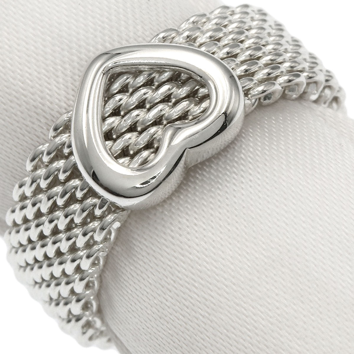 TIFFANY&Co. Mesh Heart Ring Silver Ladies [Used]