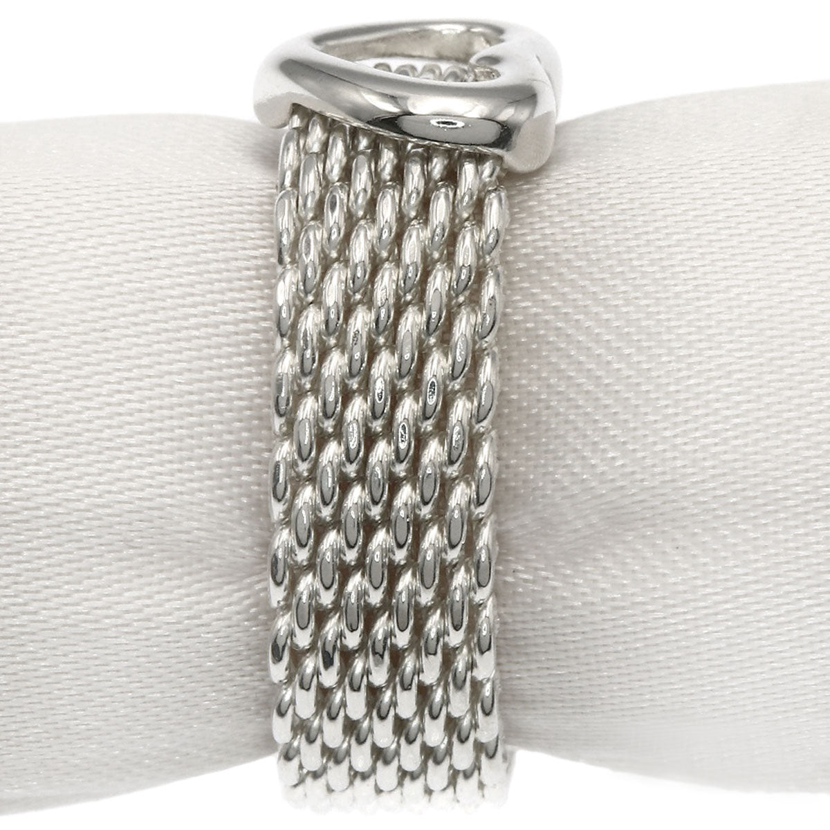 TIFFANY&Co. Mesh Heart Ring Silver Ladies [Used]