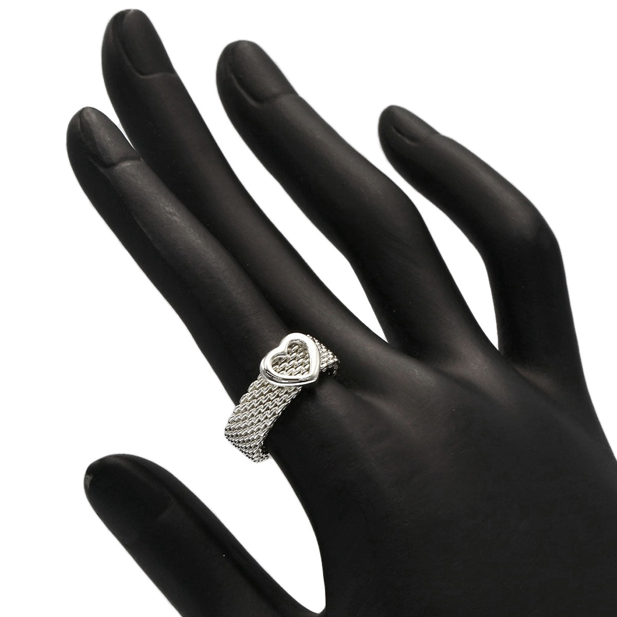 TIFFANY&Co. Mesh Heart Ring Silver Ladies [Used]