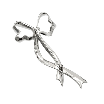 TIFFANY&Co. Ribbon motif Brooch Silver Ladies [Used]
