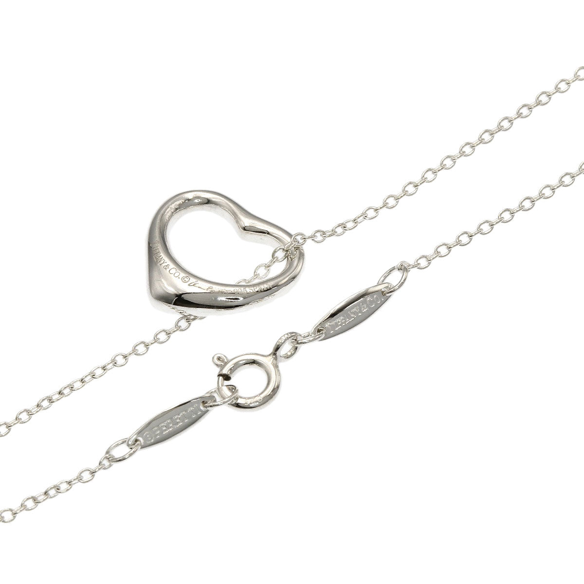 TIFFANY&Co. Open heart Necklace Silver Ladies [Used]