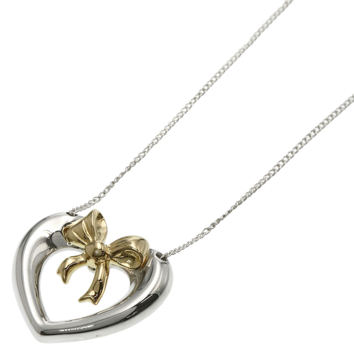 TIFFANY&Co. Heart ribbon Necklace Silver 18K Yellow GoldLadies [Used]