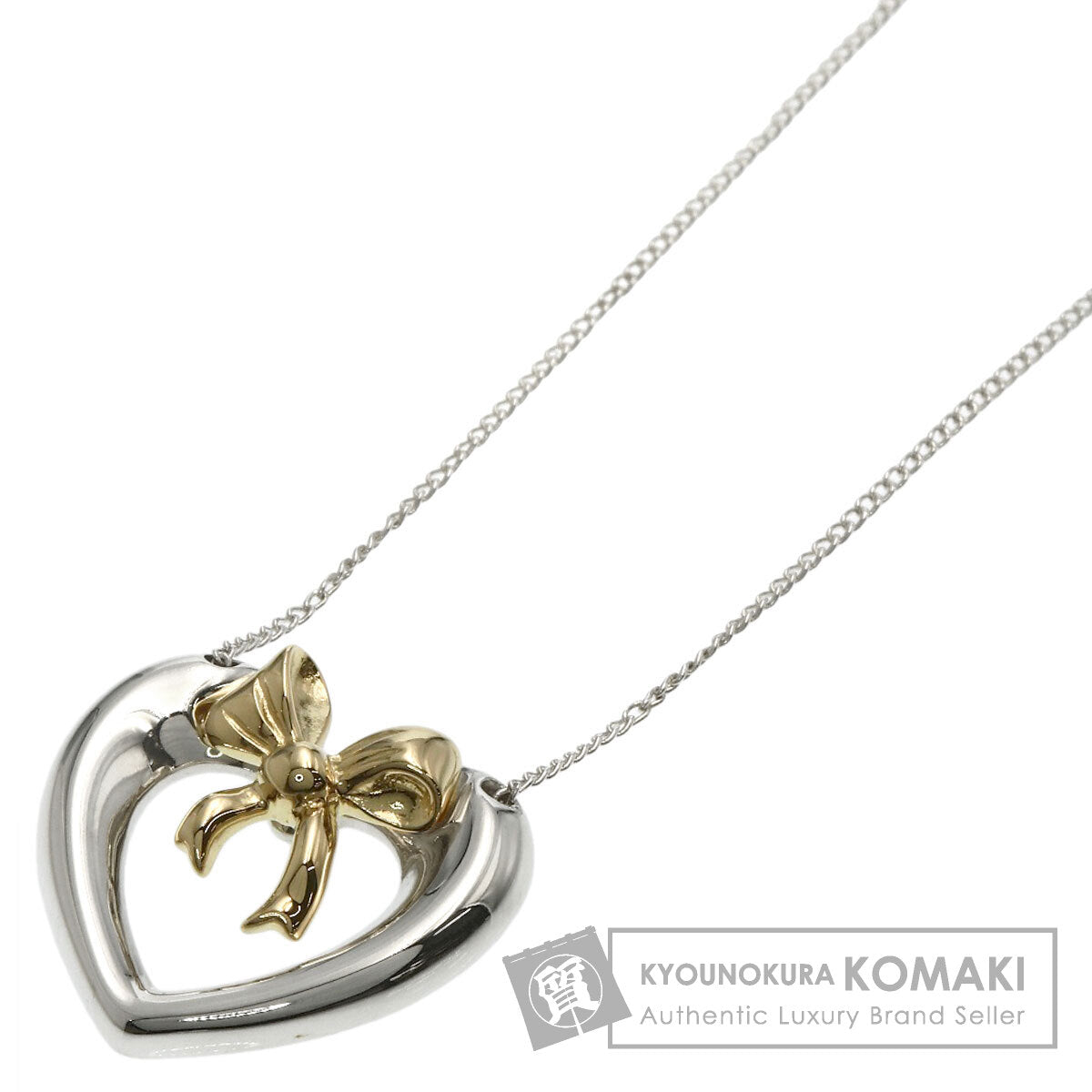 TIFFANY&Co. Heart ribbon Necklace Silver 18K Yellow GoldLadies [Used]