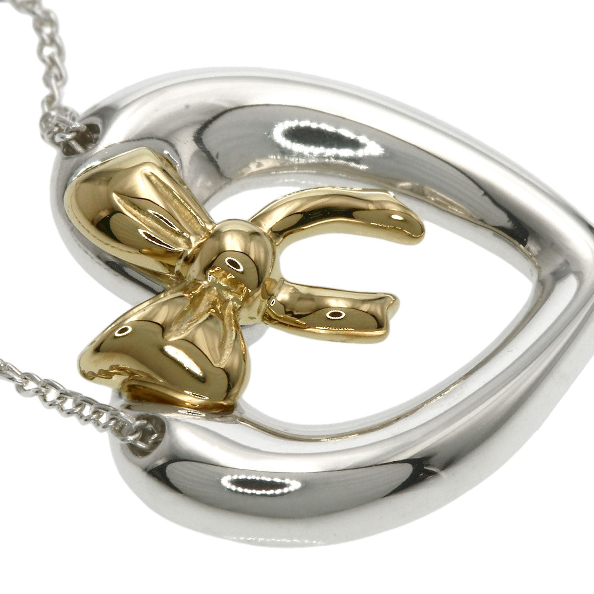 TIFFANY&Co. Heart ribbon Necklace Silver 18K Yellow GoldLadies [Used]