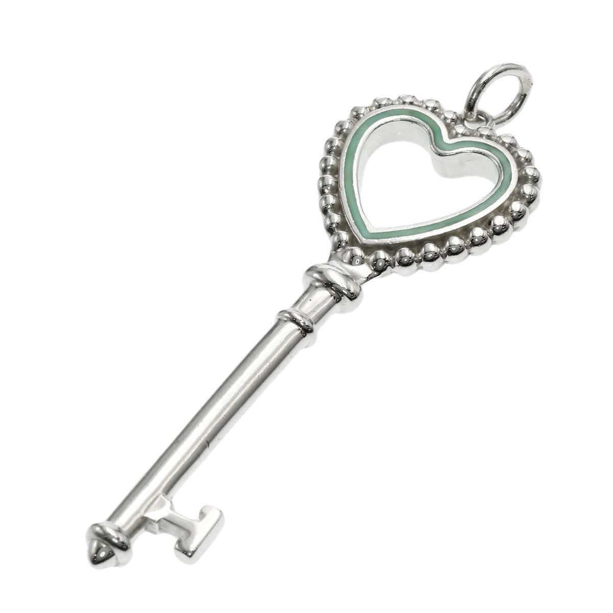 TIFFANY&Co. Beads Heart Key Enamel Pendant top Silver Ladies [Used]