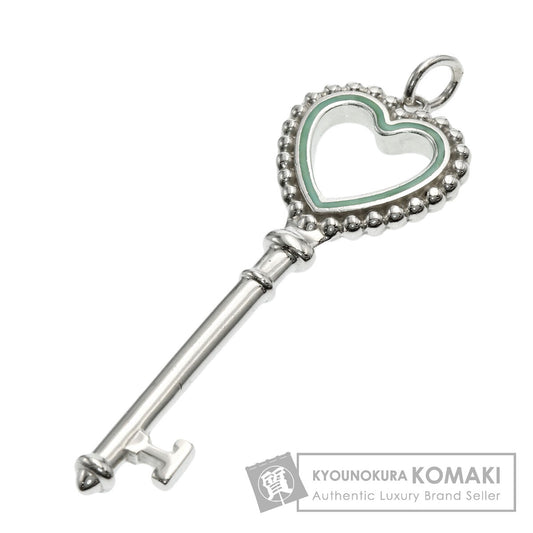 TIFFANY&Co. Beads Heart Key Enamel Pendant top Silver Ladies [Used]