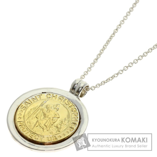 TIFFANY&Co. Saint Christopher Coin Necklace Silver 18K Yellow GoldLadies [Used]