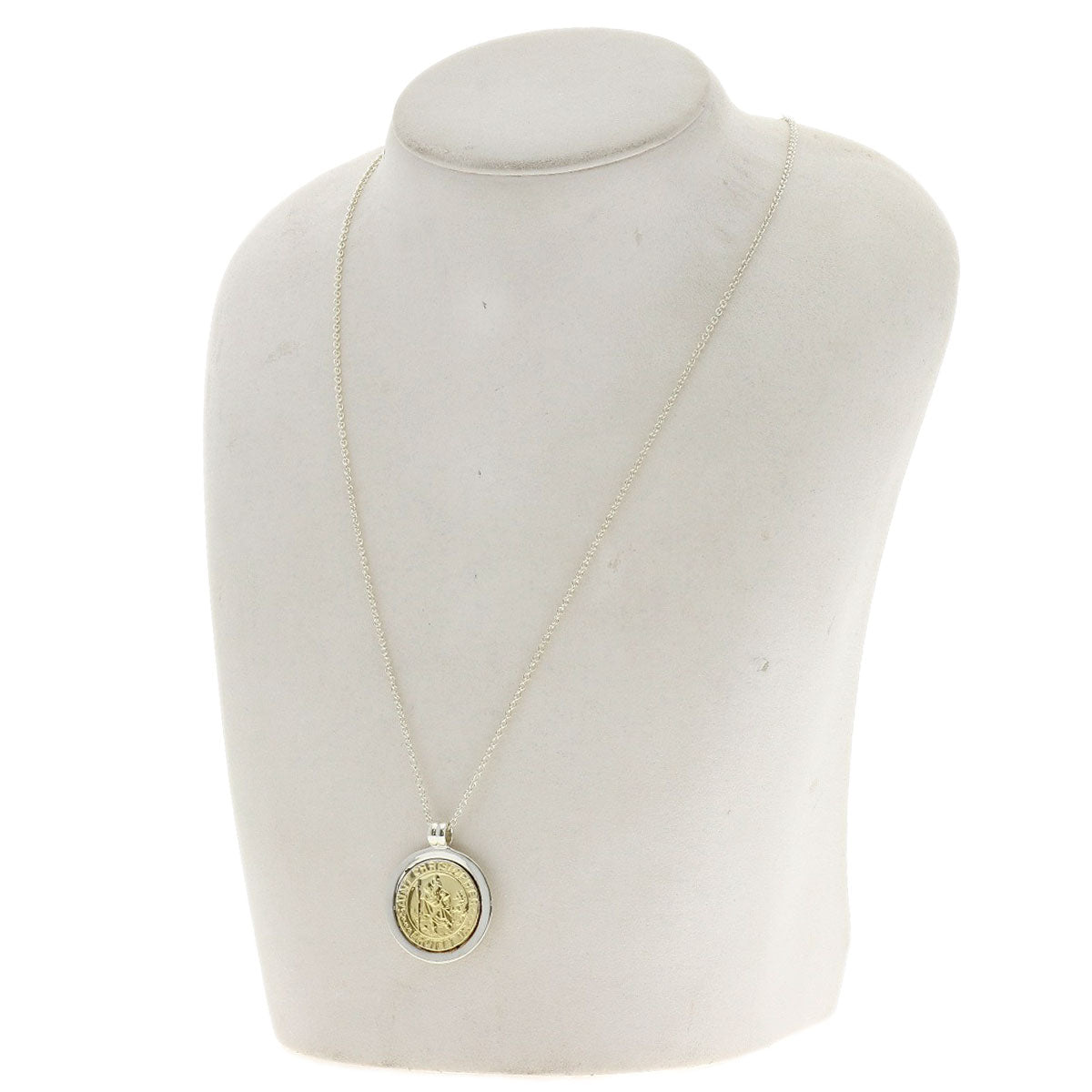 TIFFANY&Co. Saint Christopher Coin Necklace Silver 18K Yellow GoldLadies [Used]