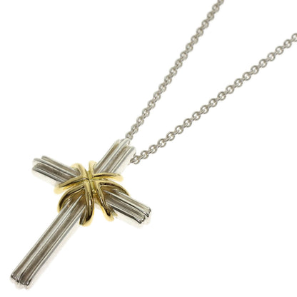 TIFFANY&Co. Signature cross Necklace Silver 18K Yellow GoldLadies [Used]