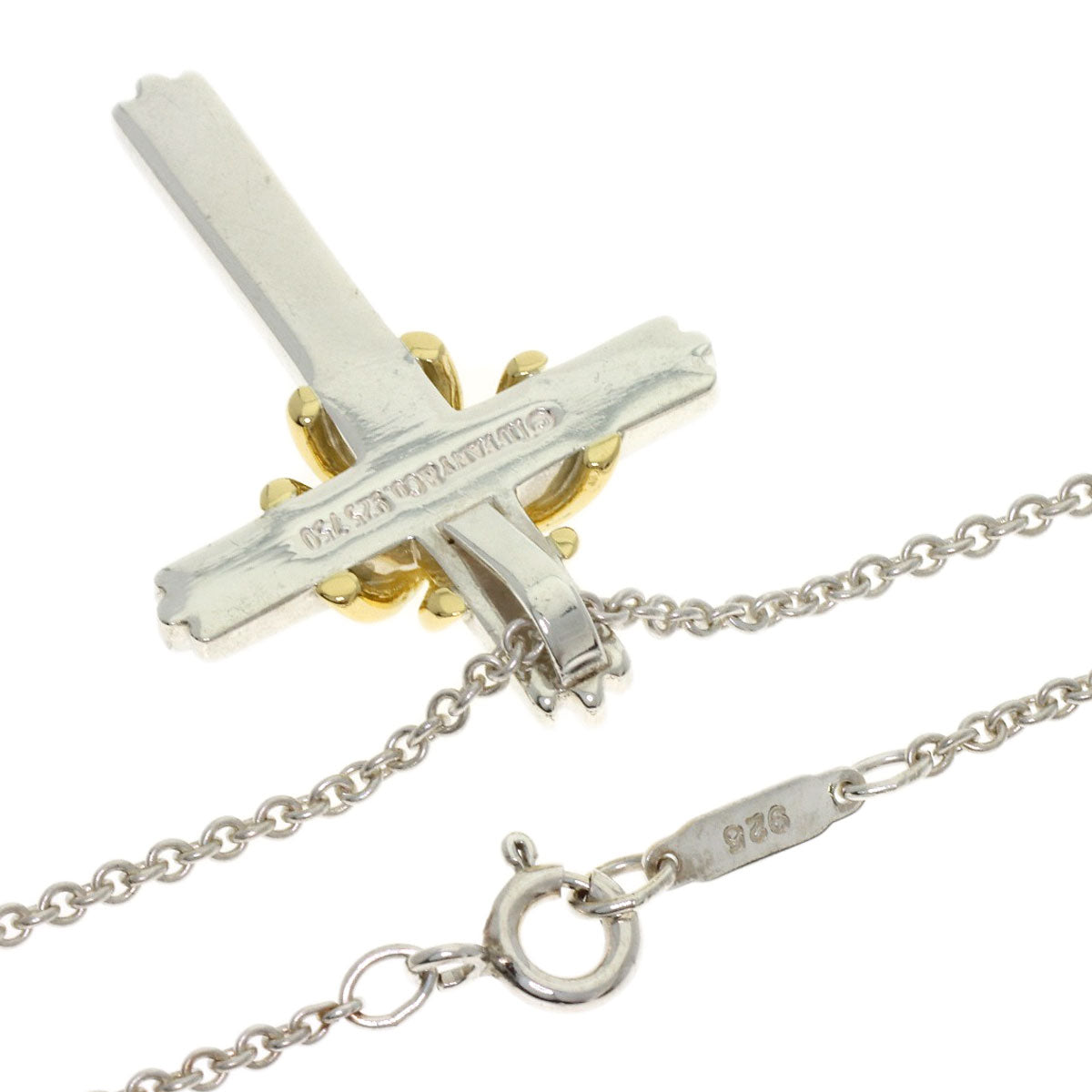 TIFFANY&Co. Signature cross Necklace Silver 18K Yellow GoldLadies [Used]