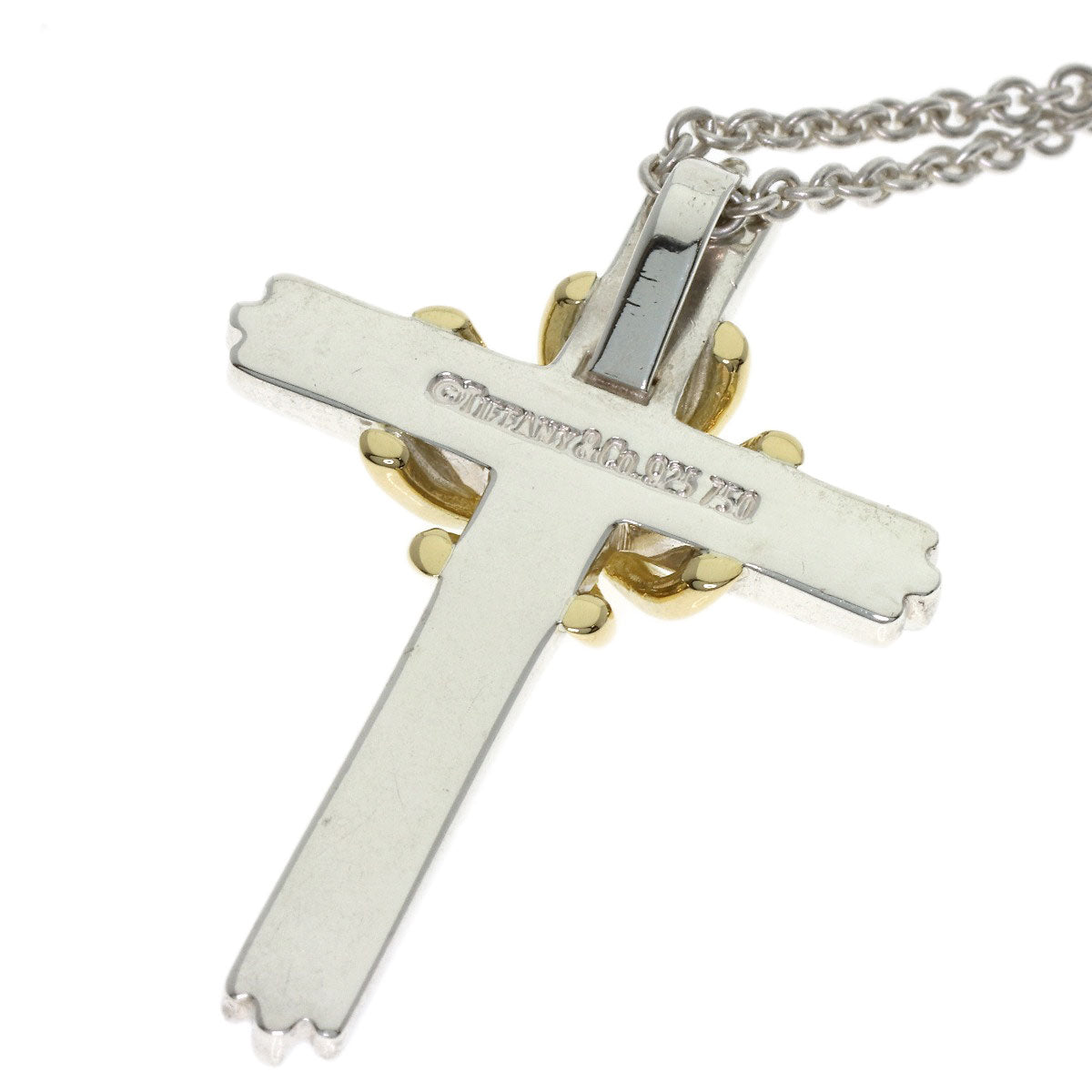 TIFFANY&Co. Signature cross Necklace Silver 18K Yellow GoldLadies [Used]