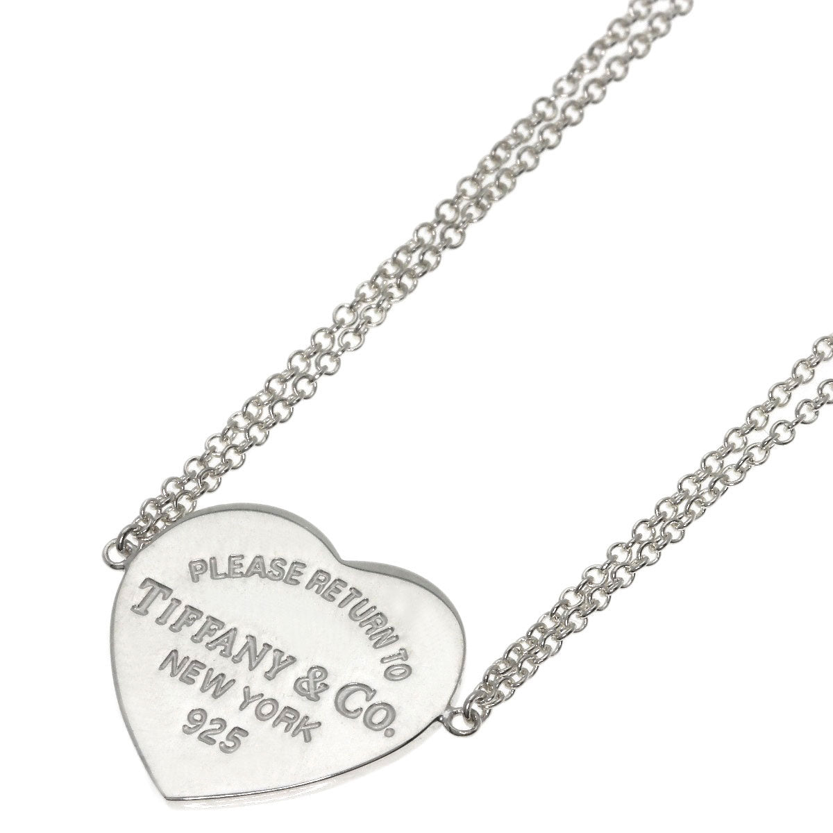 TIFFANY&Co. Return to TIFFANY&Co. Heart Tag Double Chain Bracelet Silver Ladies [Used]