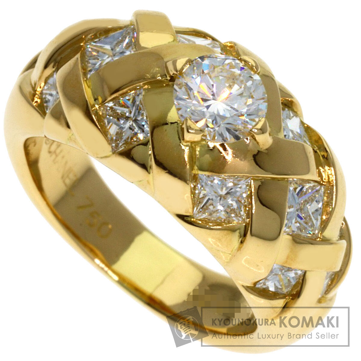 CHANEL Baroque Collection Princess Cut Diamond Ring K18 Yellow Gold Ladies [Used]