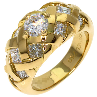 CHANEL Baroque Collection Princess Cut Diamond Ring K18 Yellow Gold Ladies [Used]