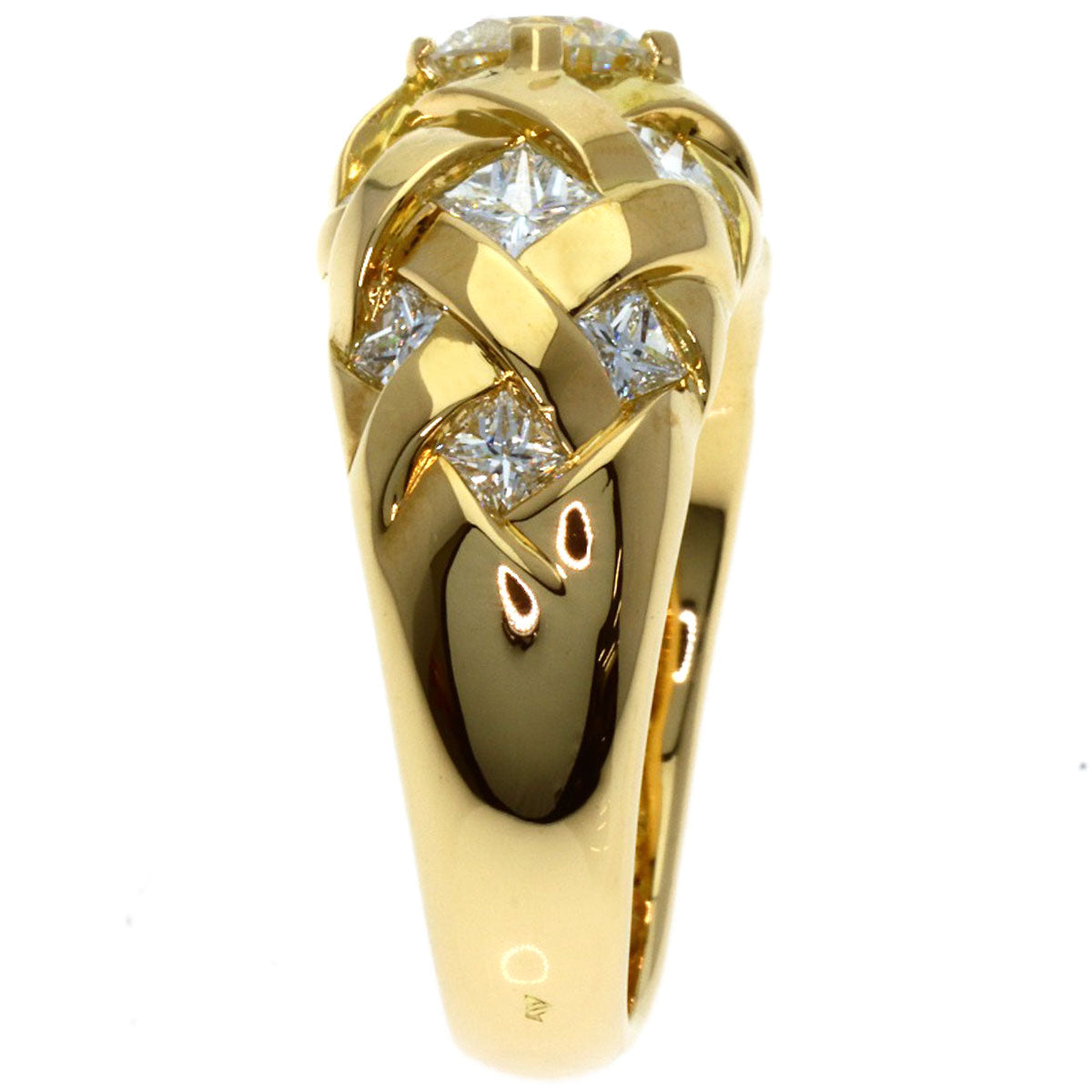 CHANEL Baroque Collection Princess Cut Diamond Ring K18 Yellow Gold Ladies [Used]