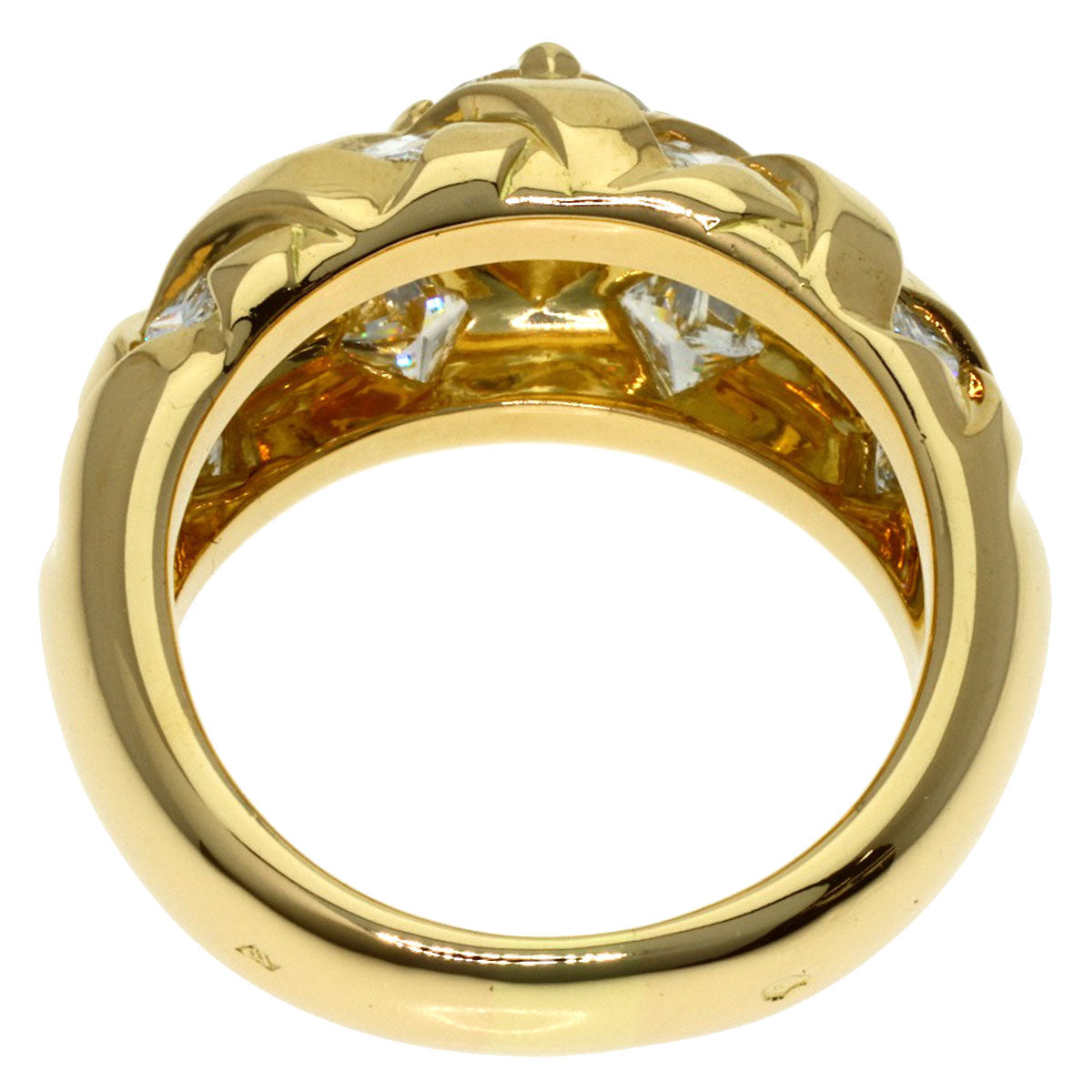 CHANEL Baroque Collection Princess Cut Diamond Ring K18 Yellow Gold Ladies [Used]