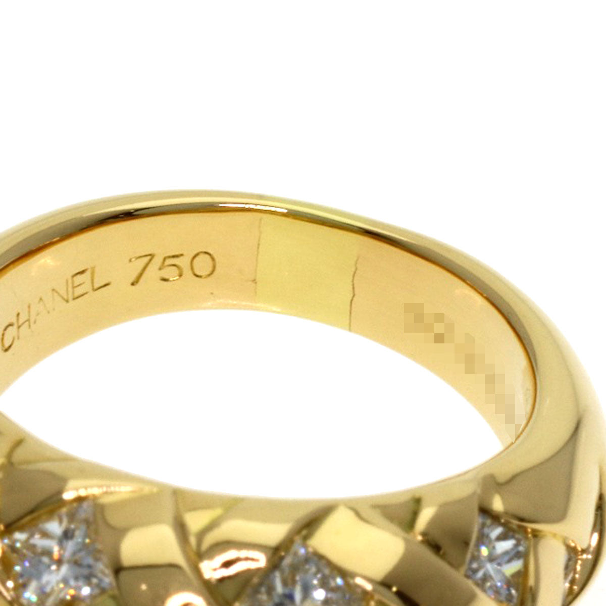 CHANEL Baroque Collection Princess Cut Diamond Ring K18 Yellow Gold Ladies [Used]
