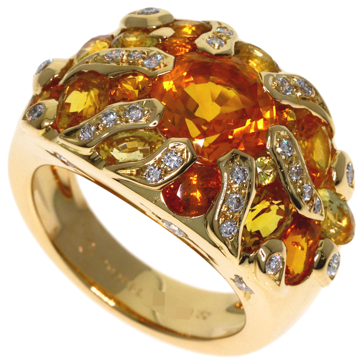 CHANEL Sun motif yellow sapphire diamond #52 Ring K18 Yellow Gold Ladies [Used]
