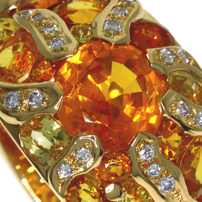 CHANEL Sun motif yellow sapphire diamond #52 Ring K18 Yellow Gold Ladies [Used]