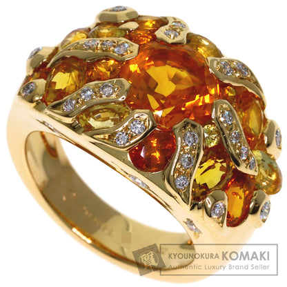 CHANEL Sun motif yellow sapphire diamond #52 Ring K18 Yellow Gold Ladies [Used]