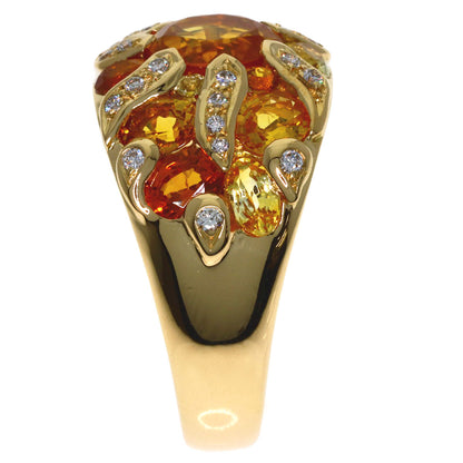 CHANEL Sun motif yellow sapphire diamond #52 Ring K18 Yellow Gold Ladies [Used]