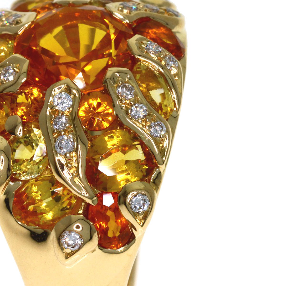 CHANEL Sun motif yellow sapphire diamond #52 Ring K18 Yellow Gold Ladies [Used]