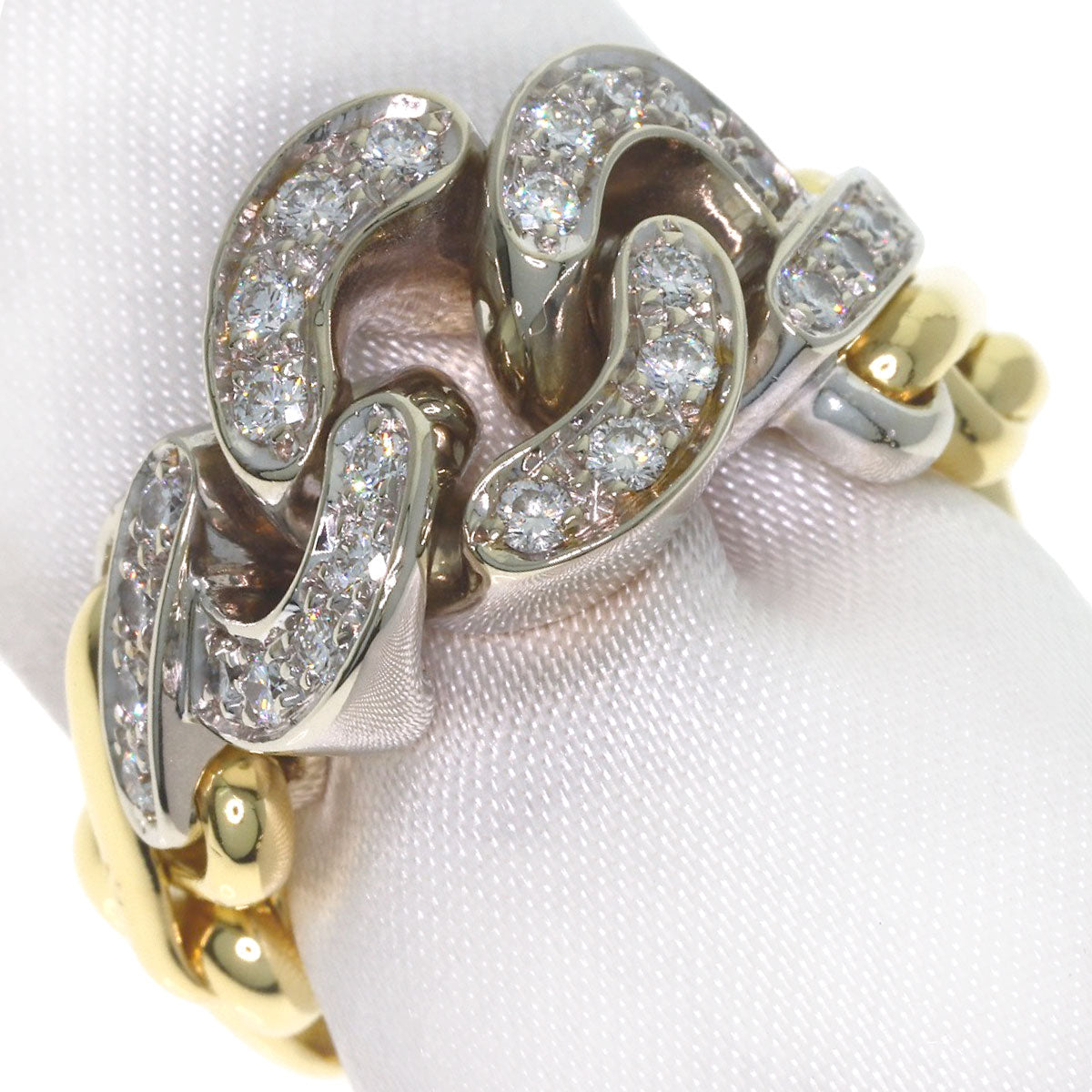 Pomellato Chain Ring Diamond Ring K18 Yellow Gold K18 White GoldLadies [Used]