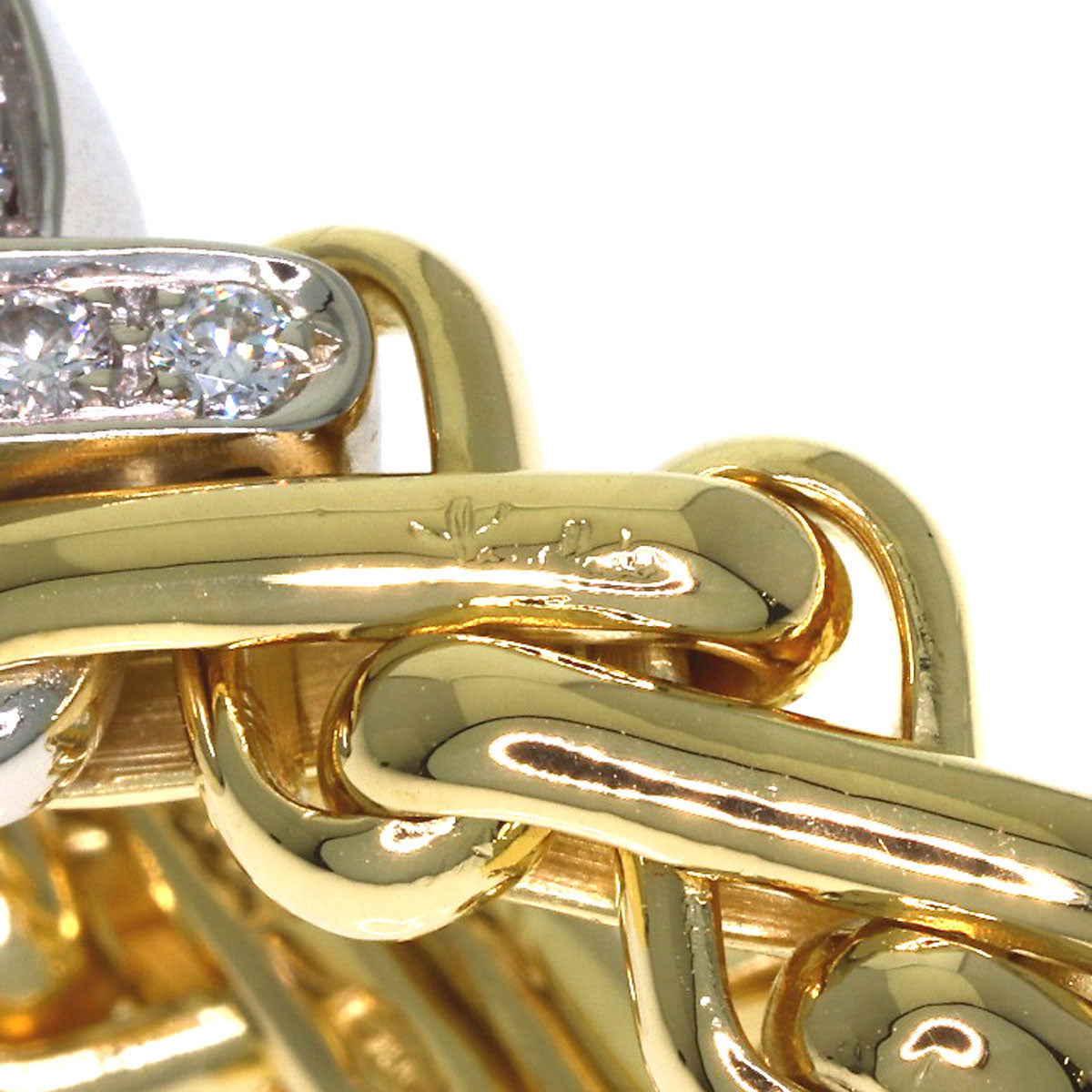 Pomellato Chain Ring Diamond Ring K18 Yellow Gold K18 White GoldLadies [Used]