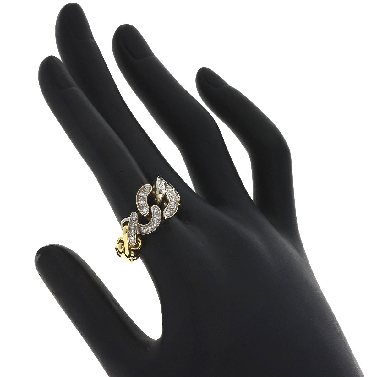 Pomellato Chain Ring Diamond Ring K18 Yellow Gold K18 White GoldLadies [Used]