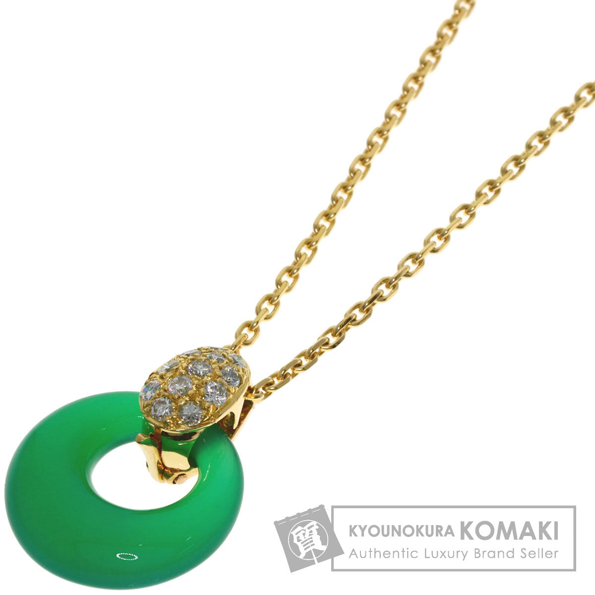 Van Cleef & Arpels Angelic Chalcedony Diamond Necklace K18 Yellow Gold Ladies [Used]