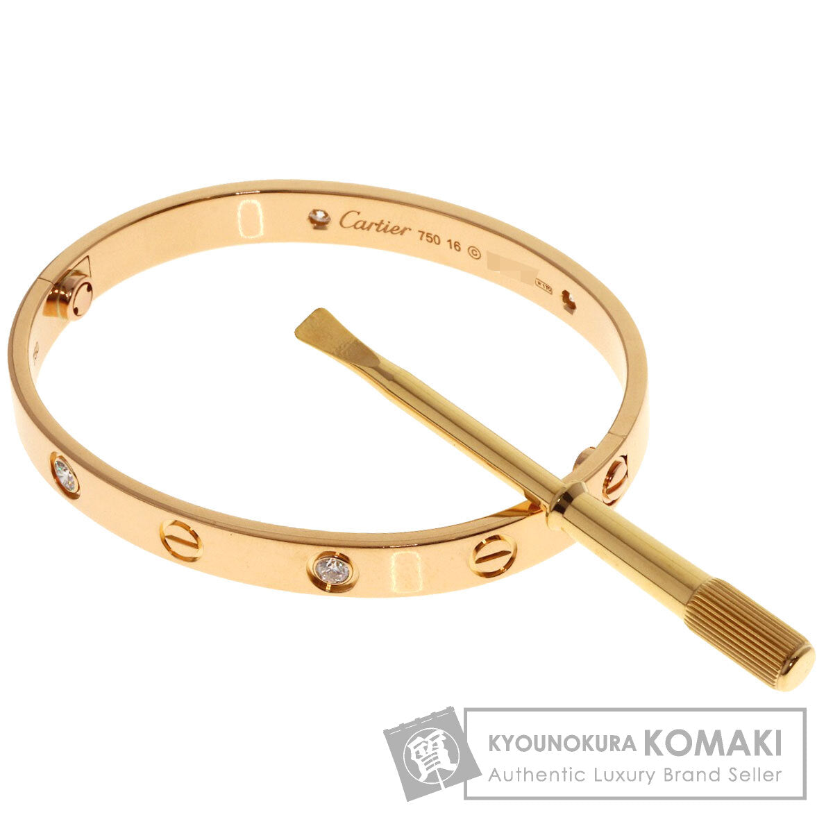 CARTIER LOVE Bracelets Classic Half Diamond Driver Included Bracelet K18 Pink Gold Ladies [Used]