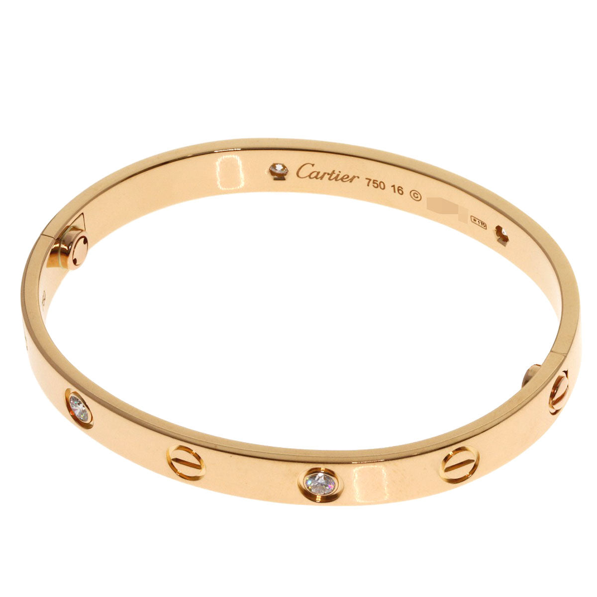 CARTIER LOVE Bracelets Classic Half Diamond Driver Included Bracelet K18 Pink Gold Ladies [Used]