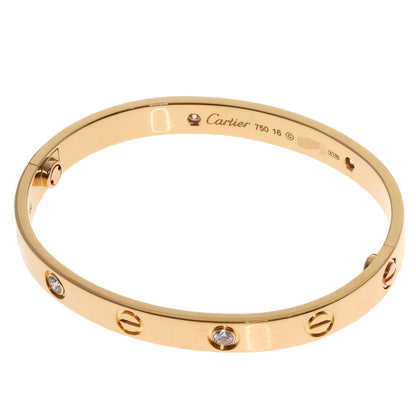 CARTIER LOVE Bracelets Classic Half Diamond Driver Included Bracelet K18 Pink Gold Ladies [Used]