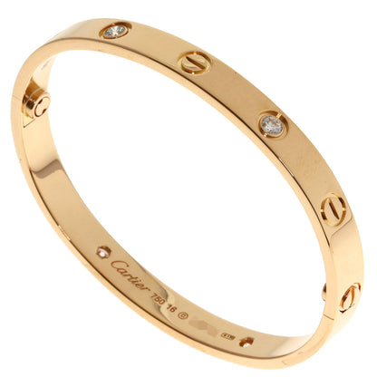 CARTIER LOVE Bracelets Classic Half Diamond Driver Included Bracelet K18 Pink Gold Ladies [Used]