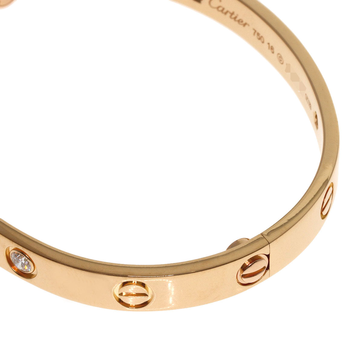 CARTIER LOVE Bracelets Classic Half Diamond Driver Included Bracelet K18 Pink Gold Ladies [Used]