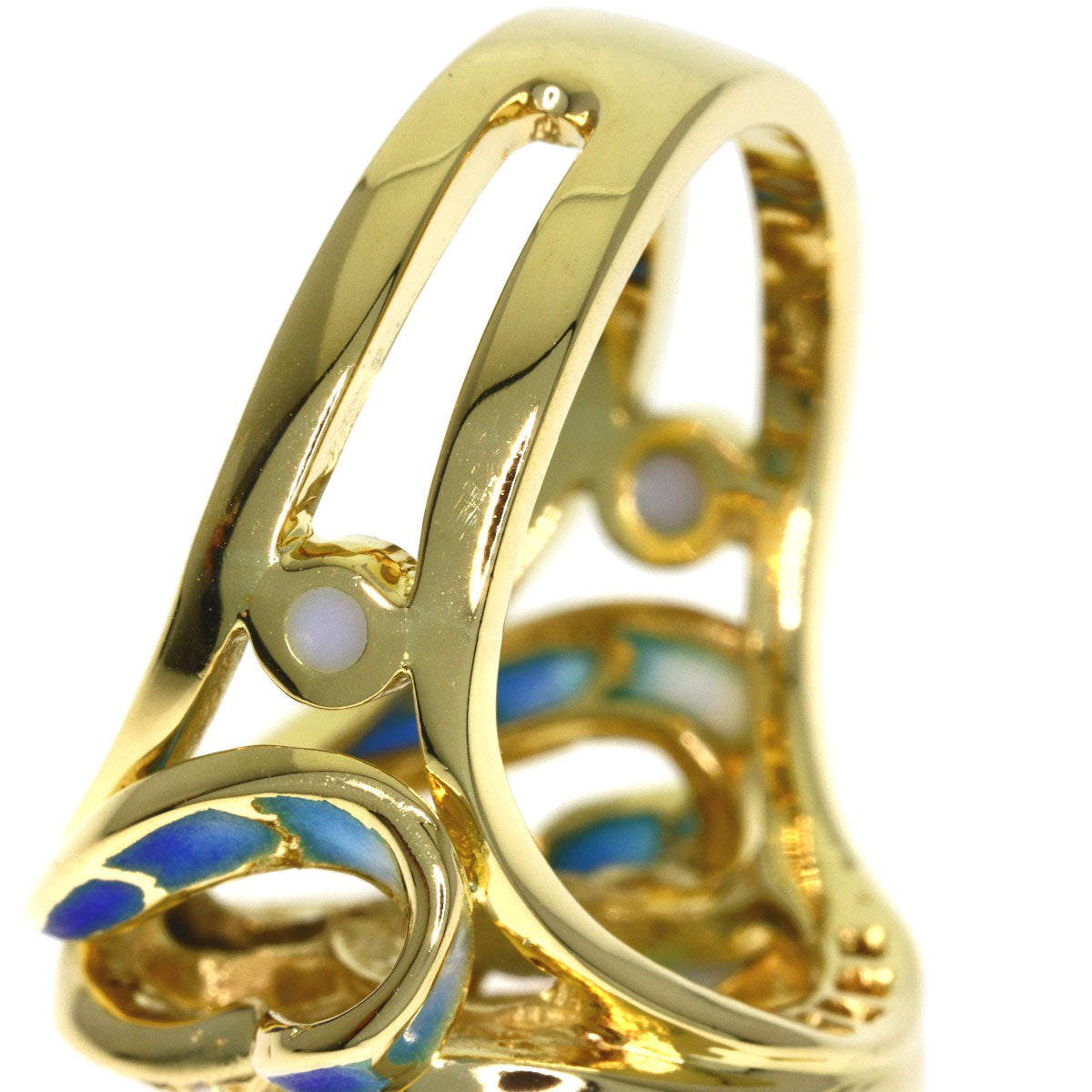 MASRIERA Enamel Sapphire Diamond Ring K18 Yellow Gold Ladies [Used]