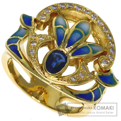 MASRIERA Enamel Sapphire Diamond Ring K18 Yellow Gold Ladies [Used]