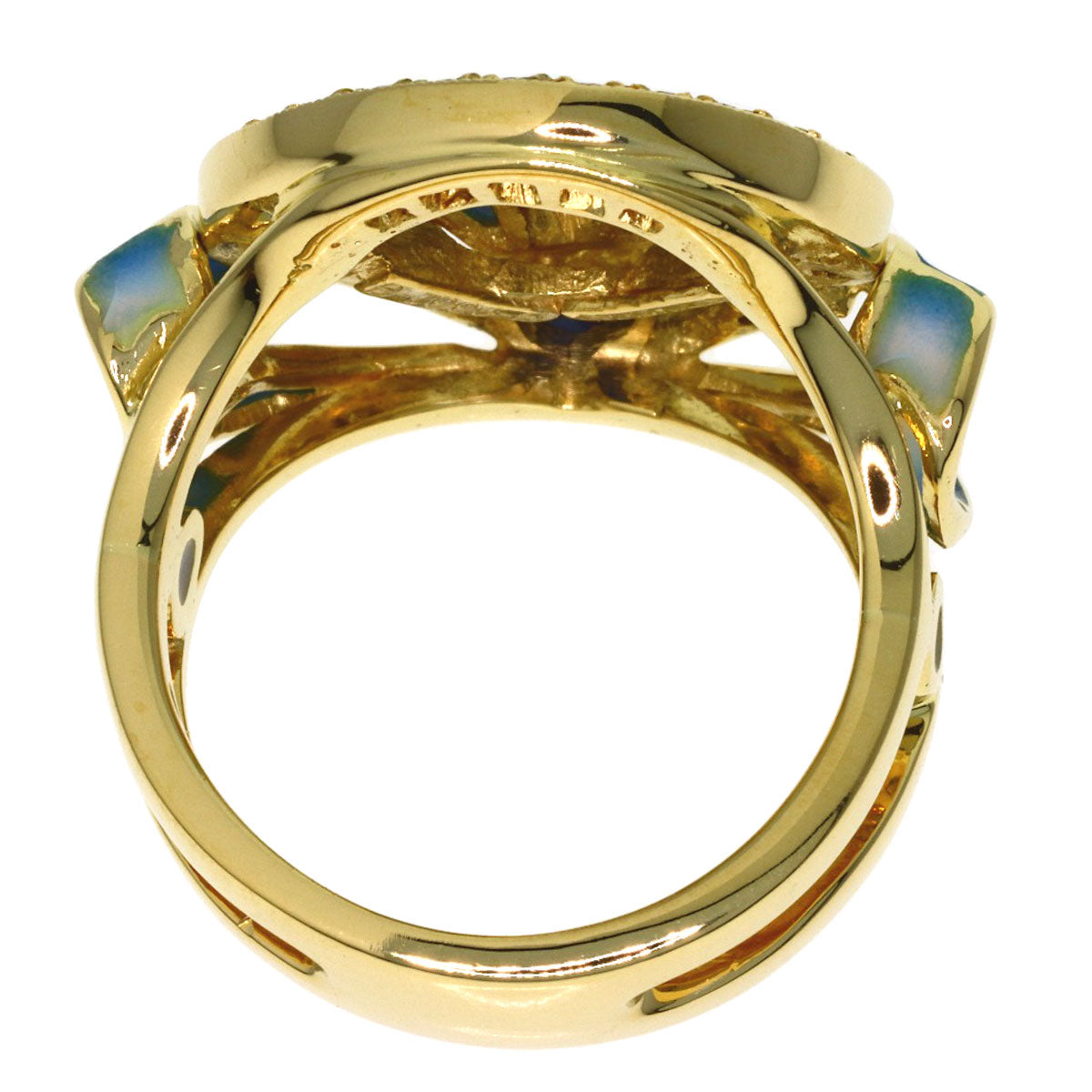 MASRIERA Enamel Sapphire Diamond Ring K18 Yellow Gold Ladies [Used]