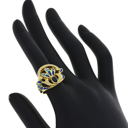 MASRIERA Enamel Sapphire Diamond Ring K18 Yellow Gold Ladies [Used]