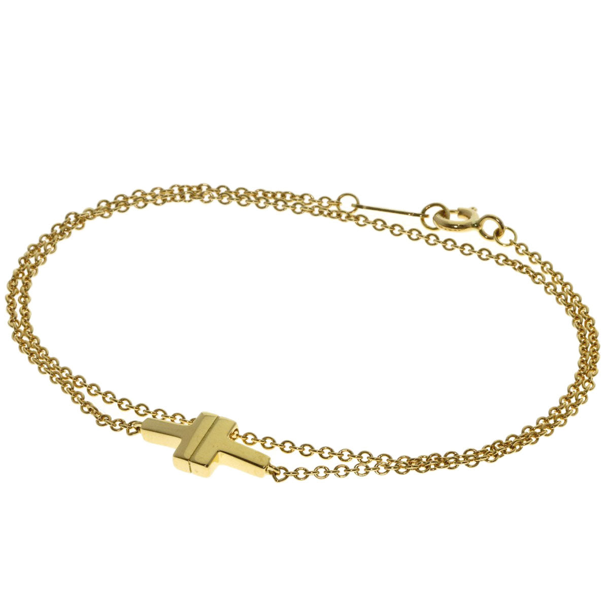 TIFFANY&Co. T TOW Double Chain Bracelet K18 Yellow Gold Ladies [Used]