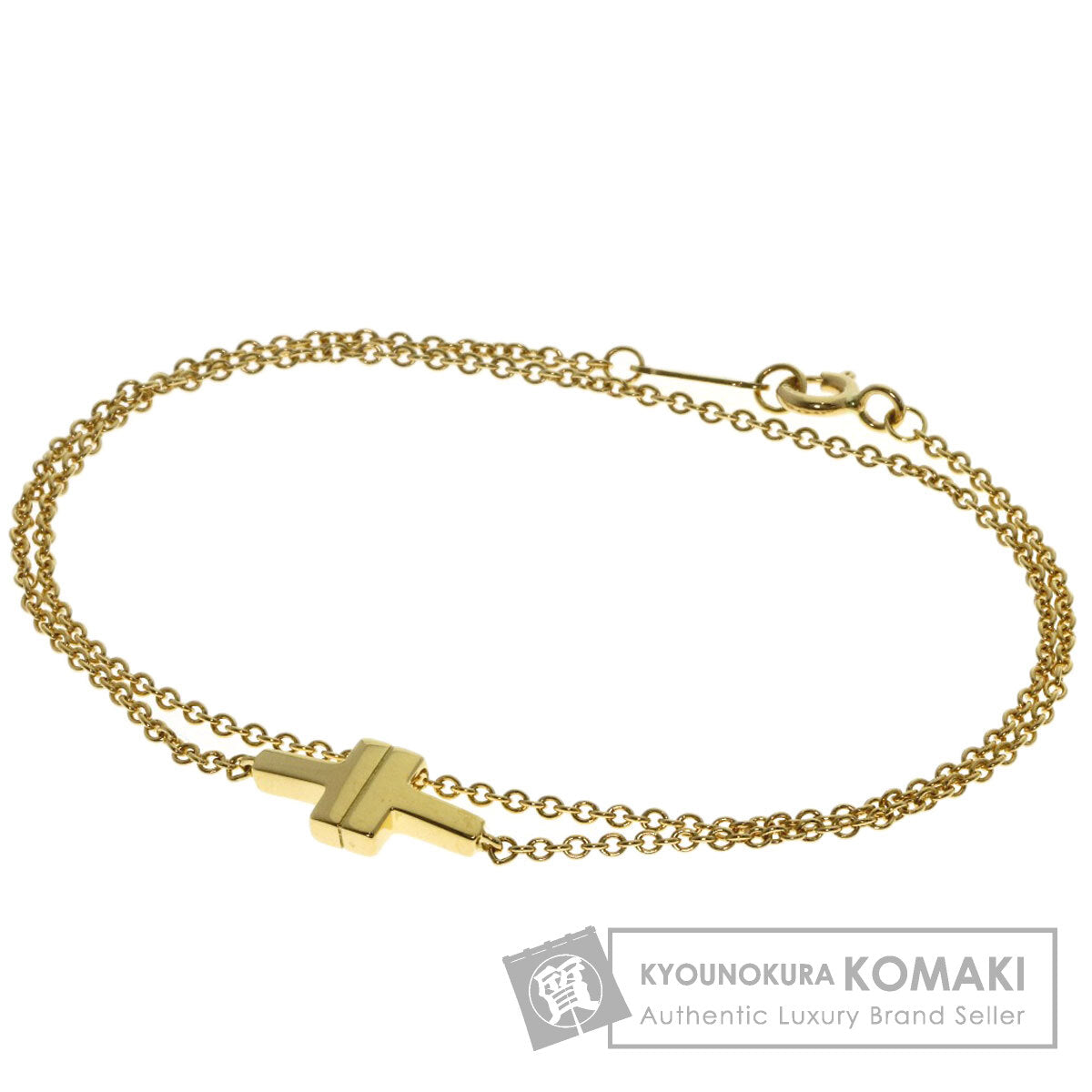 TIFFANY&Co. T TOW Double Chain Bracelet K18 Yellow Gold Ladies [Used]
