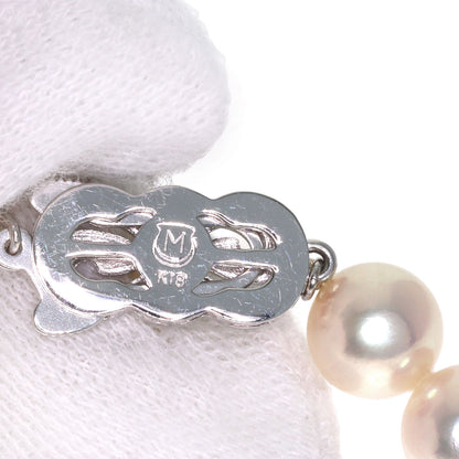 MIKIMOTO Akoya Pearl Earring Set with Pearl M Charm Necklace K18 White Gold Ladies [Used]