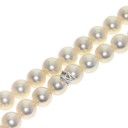 MIKIMOTO Akoya Pearl Earring Set with Pearl M Charm Necklace K18 White Gold Ladies [Used]