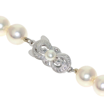 MIKIMOTO Akoya Pearl Earring Set with Pearl M Charm Necklace K18 White Gold Ladies [Used]