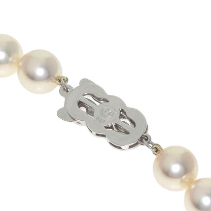 MIKIMOTO Akoya Pearl Earring Set with Pearl M Charm Necklace K18 White Gold Ladies [Used]
