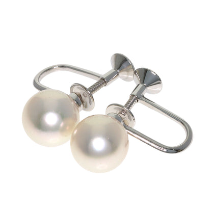 MIKIMOTO Akoya Pearl Earring Set with Pearl M Charm Necklace K18 White Gold Ladies [Used]