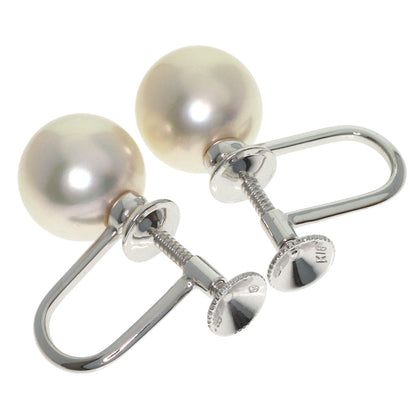 MIKIMOTO Akoya Pearl Earring Set with Pearl M Charm Necklace K18 White Gold Ladies [Used]